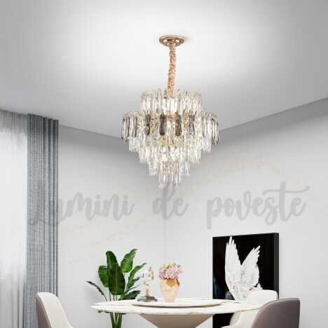 Candelabru Krystal Shine Gold 500, 12 surse de iluminare